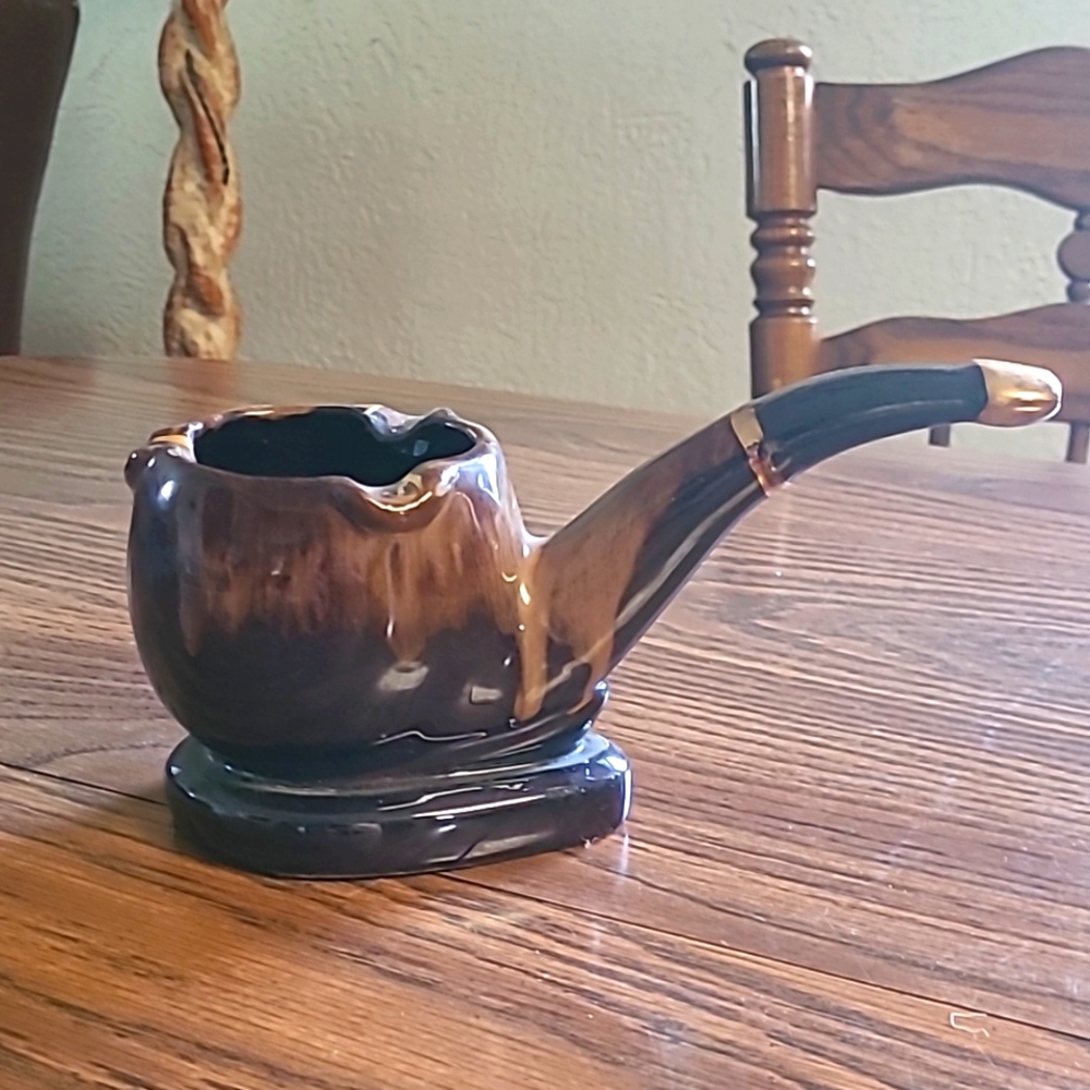 Vintage Pipe Shaped Ceramic Ashtray, Planter, Decor, Trinkets, COOL AND RARE ♥